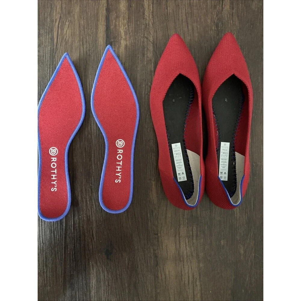 Rothy’s The Point Ballet Flats Y2K SoHo Designer OG Prepster Hipster Red sz12.5